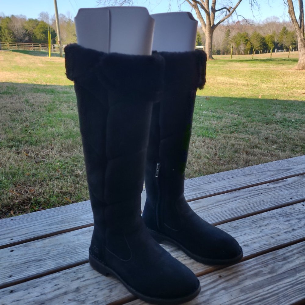 UGG Sibley Tall Over the Knee Black Suede Fur Boot